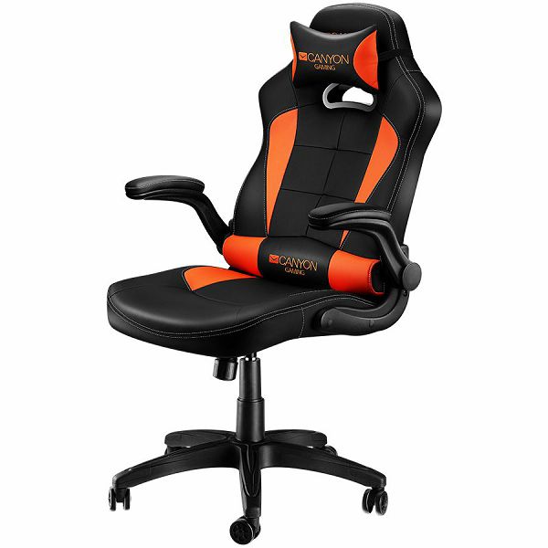 Gaming chair, PU leather, Original and Reprocess foam, Wood Frame, Butterfly mechanism, up and down armrest, Class 4 gas lift, Nylon 5 Stars Base,50mm PU caster, black+Orange.