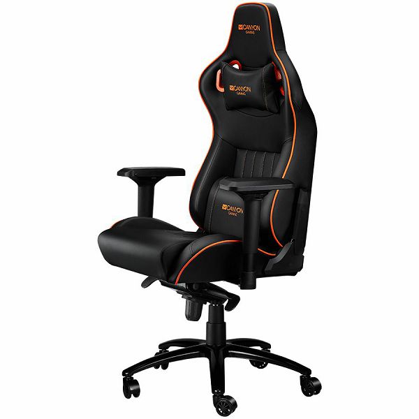 Gaming chair, PU leather, Cold molded foam, Metal Frame , Frog mechanism, 90-165 dgree, 4D armrest, Tilt Lock, Class 4 gas lift, metal 5 Stars Base, 60mm PU caster,black+Orange.