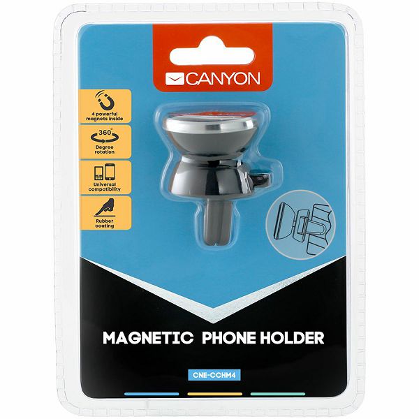 Canyon CH-4 Car Holder for Smartphones,magnetic suction function ,with 2 plates(rectangle/circle), black ,40*35*50mm 0.033kg