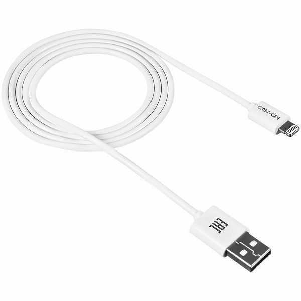 CANYON Lightning USB Cable for Apple, round, 1M, White