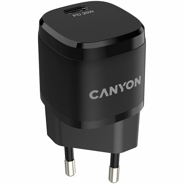 CANYON H-20-05, PD 20W Input: 100V-240V, Output: 1 port charge: USB-C:PD 20W (5V3A/9V2.22A/12V1.66A) , Eu plug, Over- Voltage ,  over-heated, over-current and short circuit protection Compliant with C