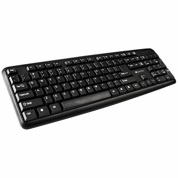 CANYON Wired Keyboard, 104 keys, USB2.0, Black, cable length 1.3m, 443*145*24mm, 0.37kg, Adriatic