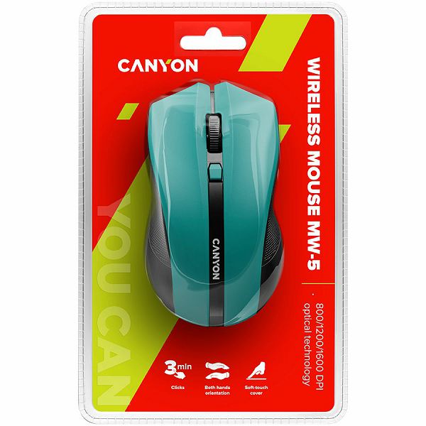 2.4Ghz wireless Optical  Mouse with 4 buttons, DPI 800/1200/1600, green