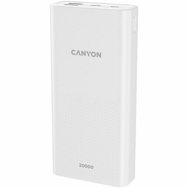 CANYON  PB-2001 Power bank 20000mAh Li-poly battery, Input 5V/2A , Output 5V/2.1A(Max) , 144*69*28.5mm, 0.440Kg, white