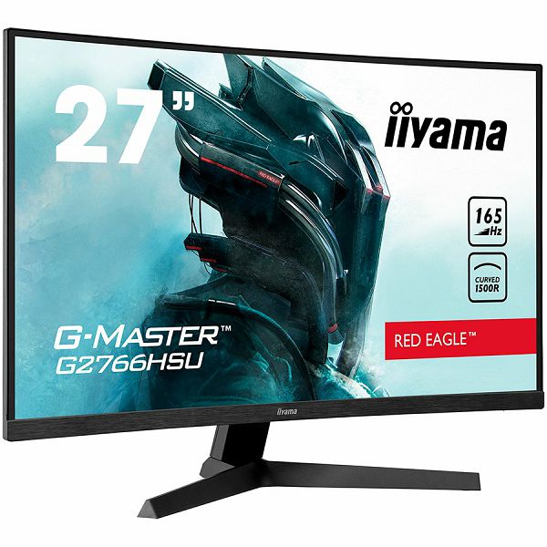 iiyama 27" G2766HSU-B1, Full HD 1920x1080, 16:9, 250 cd/m², 165Hz refresh rate, 1 ms, curved VA panel, FreeSync, DisplayPort x 1 (v.1.4), HDMI x 2 (v.2.0), Headphone, EAN: 4948570118861