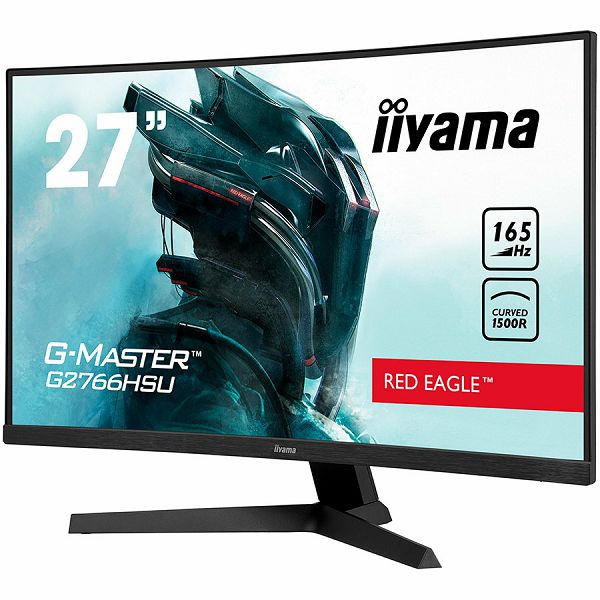 iiyama 27" G2766HSU-B1, Full HD 1920x1080, 16:9, 250 cd/m², 165Hz refresh rate, 1 ms, curved VA panel, FreeSync, DisplayPort x 1 (v.1.4), HDMI x 2 (v.2.0), Headphone, EAN: 4948570118861