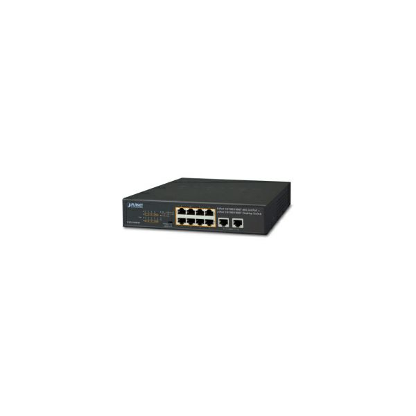 PLANET Gigabit preklopnik (Switch) 10" 10-port 10/100/1000Mbps sa 8-port IEEE 802.3at PoE+ Injector, 1U desktop/rack mountable (120W)