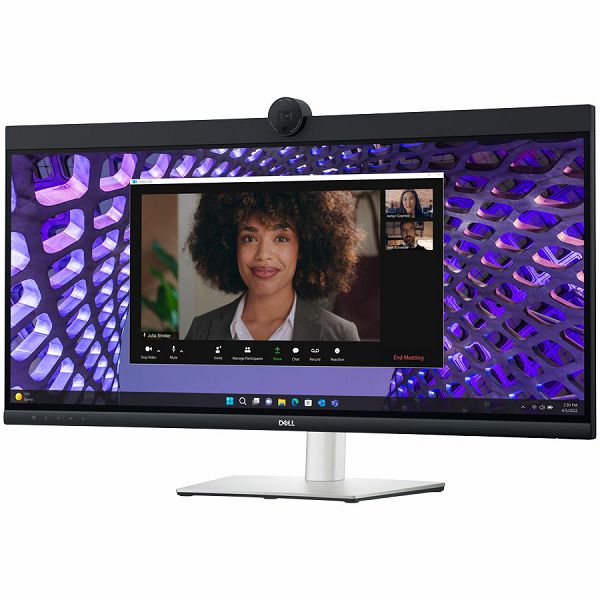 Monitor DELL P3424WEB Curved Video Conferencing 34", 3440x1440 WQHD, IPS Antiglare, 21:9, 1000:1, 300 cd/m2, 8ms/5ms, 178/178, DP, HDMI, 2xUSB-C (DP/PD), USB-B, 2xUSB 3.2, RJ-45, 2x5W Speakers, Cam, M