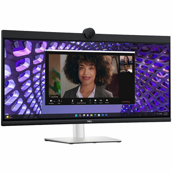 Monitor DELL P3424WEB Curved Video Conferencing 34", 3440x1440 WQHD, IPS Antiglare, 21:9, 1000:1, 300 cd/m2, 8ms/5ms, 178/178, DP, HDMI, 2xUSB-C (DP/PD), USB-B, 2xUSB 3.2, RJ-45, 2x5W Speakers, Cam, M