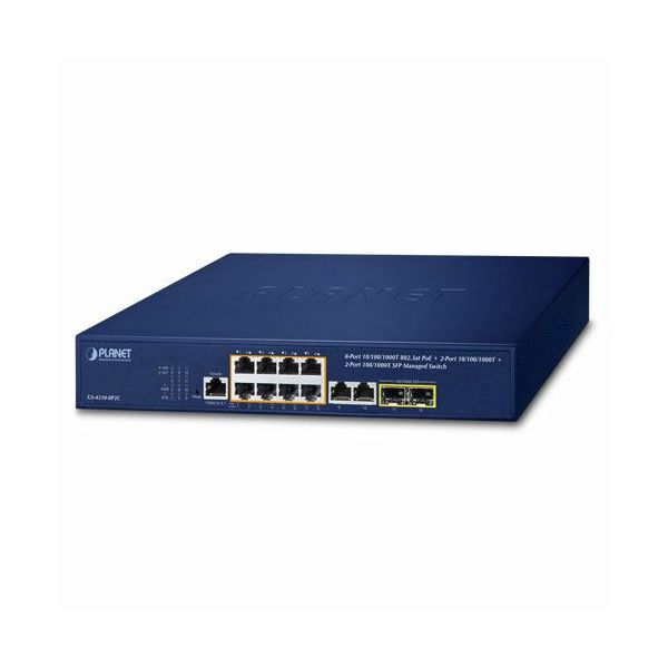 Planet 8-Port 10 100 1000T 802.3at PoE 2-Port 10 100 1000T 2-Port 100 1000X SFP Managed Switch