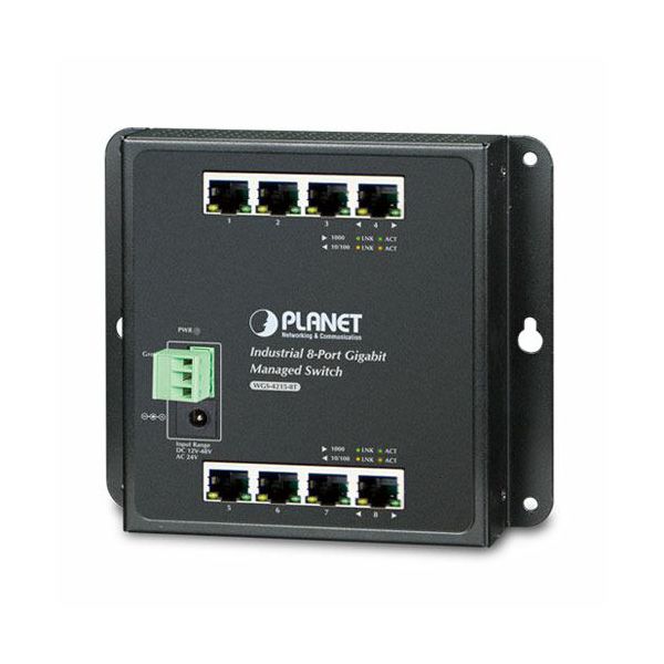 Planet Industrial 8-Port 10 100 1000T Wall-mount Managed Switch (-40~75 degrees C)