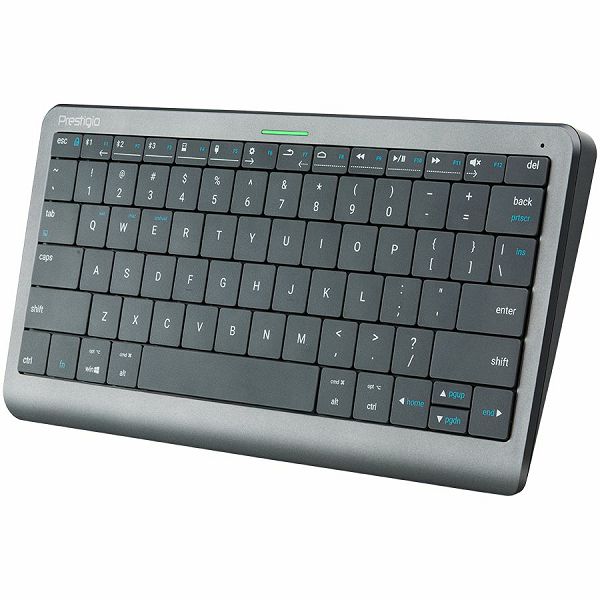 Click&Touch, wireless multimedia keyboard for Smart-TV with touchpad embedded into keys, auto-switch between keyboard and touchpad, connect to 5 devices via Bluetooth, USB dongle and Type-C, LED statu