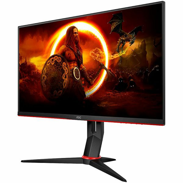 AOC Monitor LED Q27G2S 27” QHD IPS Gaming 2560x1440 155Hz, 1000:1, 1ms (MPRT), HDMI, DP, Full Ergo, Black & Red, HDR Mode, G-sync Compatible certified, 3y