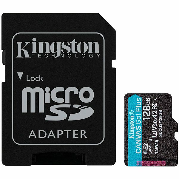 Kingston 128GB microSDXC Canvas Go Plus 170R A2 U3 V30 Card + ADP EAN: 740617301182