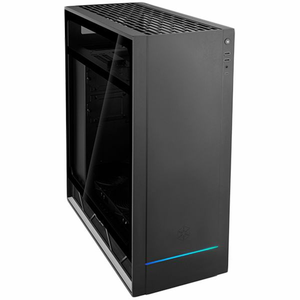 SilverStone ALTA F1 Midi-Tower Stack Effect Gaming Computer Case, Glass Panel, 3x140mm Fan, black