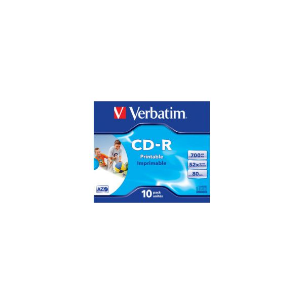 CD-R Verbatim 700MB 52× AZO+ Wide Inkjet Printable JC 1 kom.