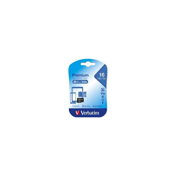 Verbatim memorijska kartica Micro Secure Digital Premium (XC/UHS1) 256GB Class 10 Card + adapter