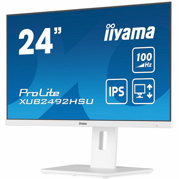 IIYAMA Monitor LED XUB2492HSU-W6 WHITE 23.8" IPS 1920 x 1080 @100Hz 16:9 250 cd/m² 1300:1 0.4ms HDMI DP USB 4 x 3.2  Full Ergonomic