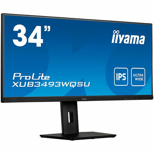 IIYAMA Monitor XUB3493WQSU-B5 34” IPS 3440 x 1440 @75Hz 21:9, 400 cd/m², 4ms, 1000:1,  HDMI, DP, USB, height, swivel, tilt, HDCP, Speakers, VESA