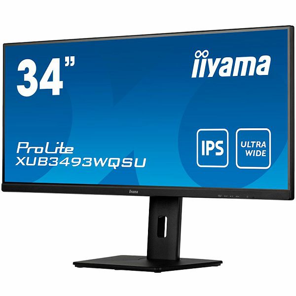 IIYAMA Monitor XUB3493WQSU-B5 34” IPS 3440 x 1440 @75Hz 21:9, 400 cd/m², 4ms, 1000:1,  HDMI, DP, USB, height, swivel, tilt, HDCP, Speakers, VESA