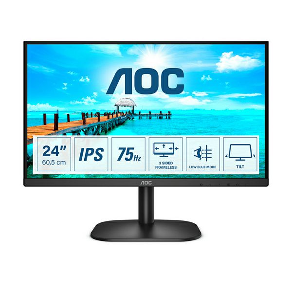 AOC LED IPS 23,8" 24B2XDA, VGA, DVI, HDMI, zvuč.