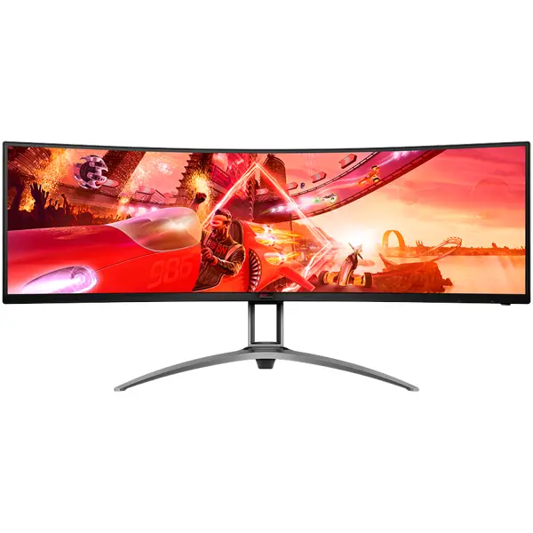 AOC Agon AG493UCX2 49" (48.8" viewable) Curved Gaming monitor, DQHD (5120x1440), 32:9, VA, 1800R, 165Hz, 4ms (GTG), 400 cd/m2, 3000:1, Adaptive Sync, HDR400, USB hub, 1x USB-C (DP Alt mode, PD 65W), 3