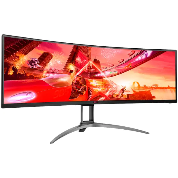 AOC Agon AG493UCX2 49" (48.8" viewable) Curved Gaming monitor, DQHD (5120x1440), 32:9, VA, 1800R, 165Hz, 4ms (GTG), 400 cd/m2, 3000:1, Adaptive Sync, HDR400, USB hub, 1x USB-C (DP Alt mode, PD 65W), 3