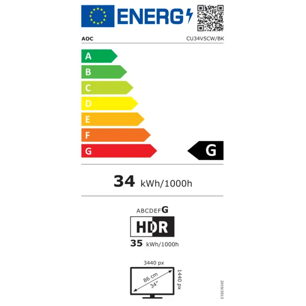 AOC CU34V5CW 34" VA WQHD 100Hz USB-C PD monitor