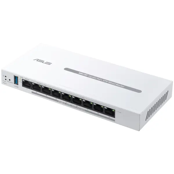 ASUS ExpertWiFi EBG19P Gigabit PoE+ VPN 9 port wired router, 8 PoE+ ports, 123W, Up to 3 WAN ethernet ports + 1 USB WAN, Perfect for APs, Commercial-grade network security, Easy centralized management