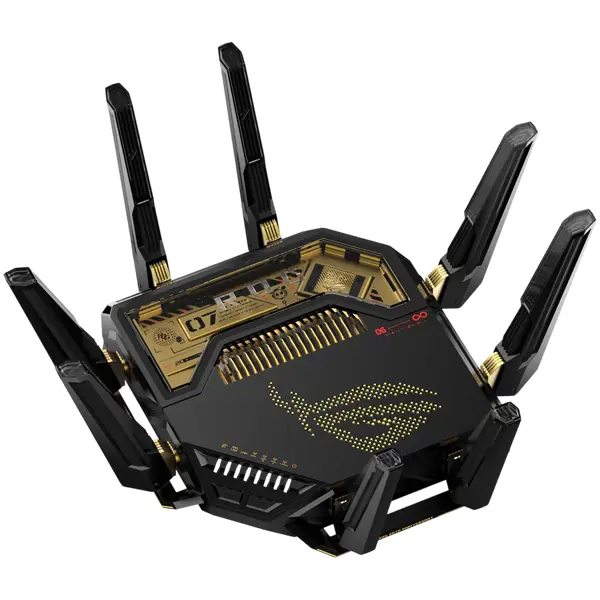 ASUS GT-BE98 Edition 20 BE25000 Quad-Band WiFi 7 (802.11be) Gaming Router, 320MHz bandwidth, 4096-QAM, dual 10G ports, Gaming Port, backup WAN, Mobile Game Mode, AURA RGB, AiMesh support, network secu