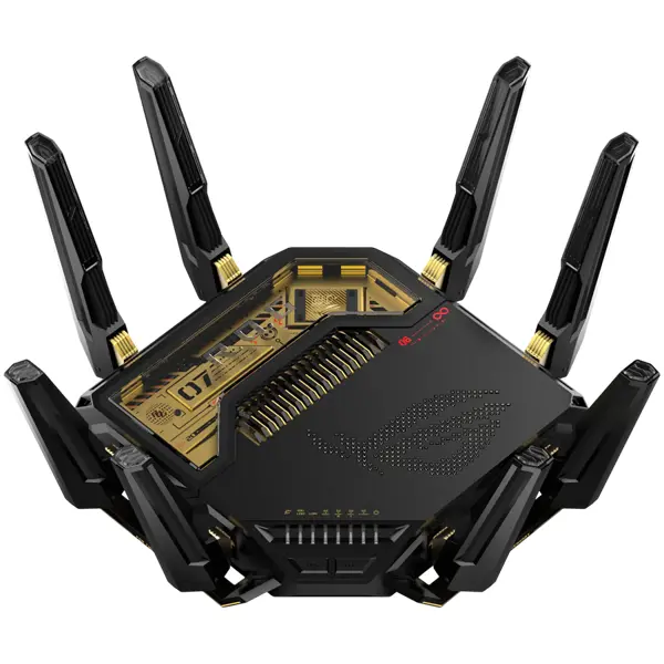 ASUS GT-BE98 Edition 20 BE25000 Quad-Band WiFi 7 (802.11be) Gaming Router, 320MHz bandwidth, 4096-QAM, dual 10G ports, Gaming Port, backup WAN, Mobile Game Mode, AURA RGB, AiMesh support, network secu