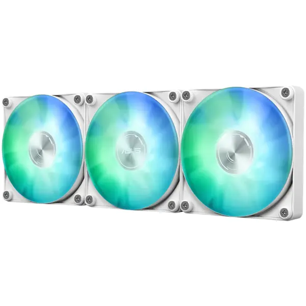 ASUS MAX Gaming LC 360 ARGB LCD White Edition all-in-one CPU liquid cooler with advanced cooling performance, vivid 2.4" IPS screen, pre-installed ARGB fans and Aura lighting