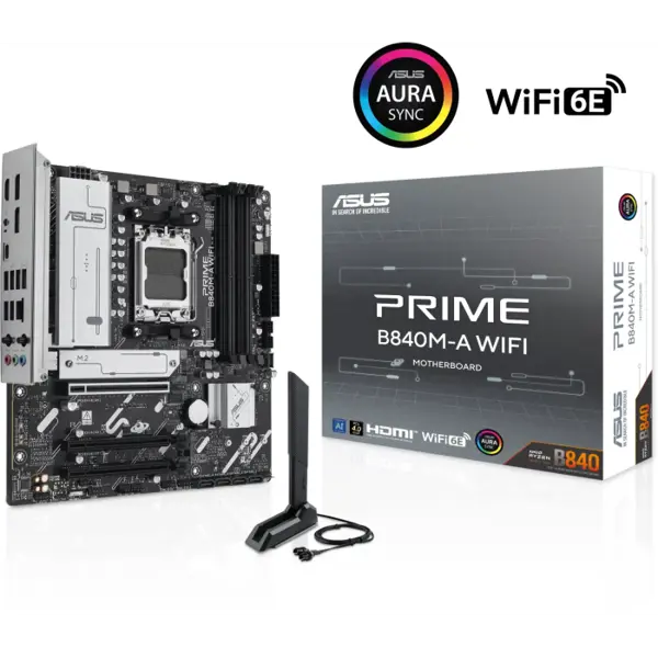 Asus Prime B840M WIFI, DDR5, SATA3, USB3.2GEN2, DP, 2.5GBE, WIFI 6E, AM5 MATX