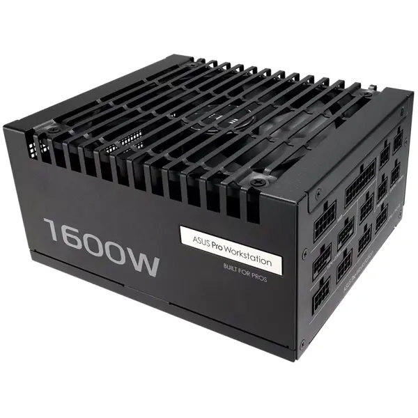 ASUS Pro WS 1600W Platinum PSU, ATX 3.1 compatible, PCIe Gen 5.1 ready, Fully modular, 80 Plus Platinum, Heavy-Duty, Extruded aluminum heatsinks, 10-Year Warranty