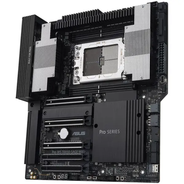 ASUS PRO WS TRX50-SAGE WIFI sTR5 CEB workstation MB - AMD TRX50 4xDIMM DDR5 ECC 3xM.2 4xSATA 1xSlimSAS PCIe 5.0 10Gb + 2.5Gb Ethernet WiFi 7 + Bluetooth with multi-GPU support