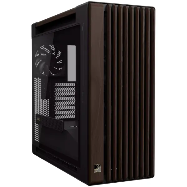 ASUS ProArt PA602 Wood Edition Modern Black (TG Panel) E-ATX Computer case, 420 mm radiator support, 1x 140 mm and 2x 200mm pre-installed fans, front panel IR dust indicator, power lock latch, tool-le