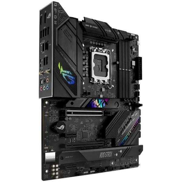 ASUS ROG STRIX B760-F GAMING WIFI LGA1700 ATX gaming MB - Intel B760 4xDIMM DDR5 3xM.2 4xSATA PCIe 5.0 2.5Gb Ethernet WiFi 6E + Bluetooth 1xDisplayPort 1xHDMI with Aura Sync support