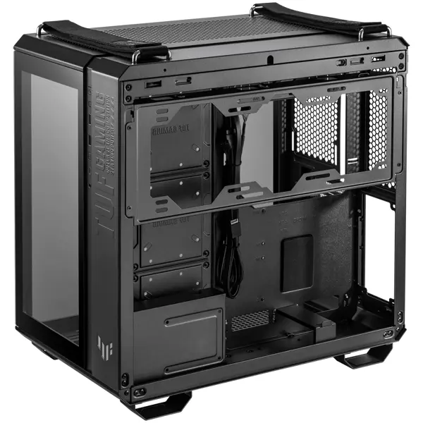 ASUS TUF Gaming GT502 PLUS ATX Gaming case Black, Dual Chamber Chassis, Panoramic View, Tempered Glass front and side panel, Tool-Free side panels, pre-installed 4 ARGB fans & fan hub, Front Panel Hig