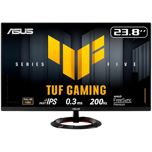 ASUS TUF Gaming VG249Q5R Gaming Monitor - 24 (23.8 viewable), FHD (1920 x 1080), Fast IPS, 200Hz, ELMB, 0.3ms GTG (min.), Speakers, DisplayWidget Center, AI Visual