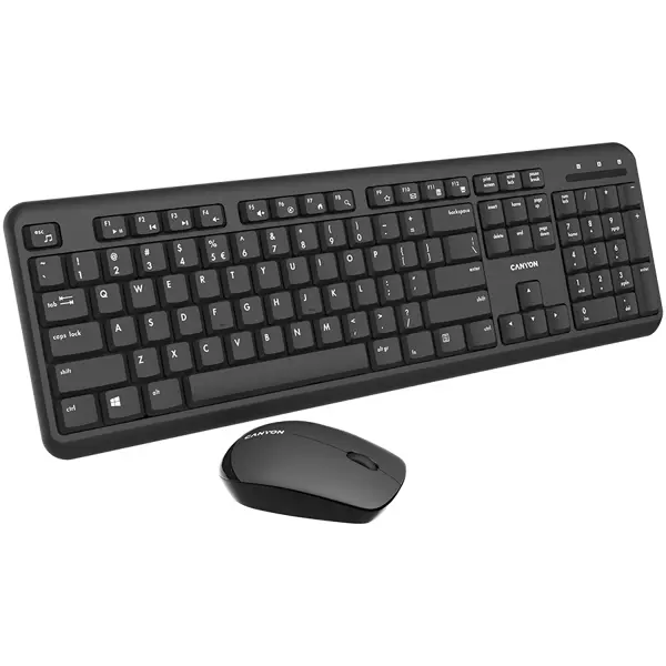 CANYON SET-W20, Wireless combo set,Wireless keyboard with Silent switches,105 keys,AD layout,optical 3D Wireless mice 100DPI, black