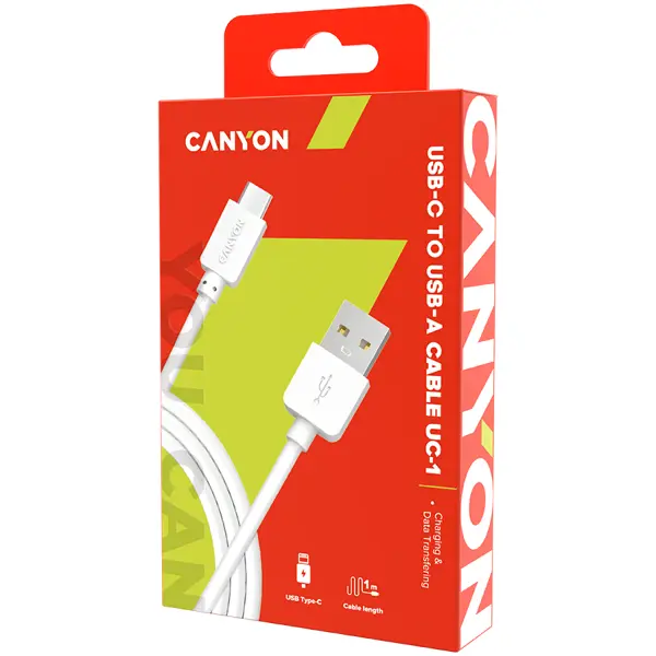 CANYON Type C USB Standard cable, 1M, White