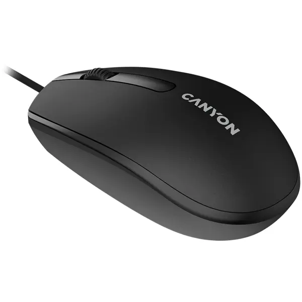 Canyon Wired  optical mouse with 3 buttons, DPI 1000, with 1.5M USB cable, black, 65*115*40mm, 0.1kg