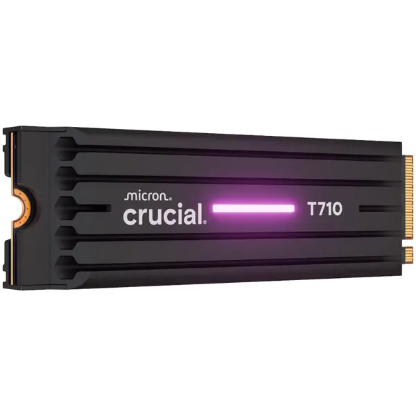 CRUCIAL T710 1TB PCIe Gen5 NVMe M.2 2280 SSD up to 14900 MB/s read and 13700 MB/s write, with heatsink
