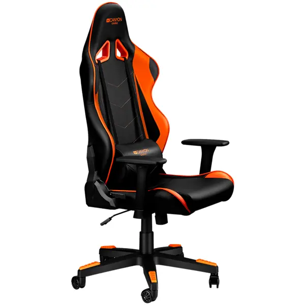 Gaming chair, PU leather, Original foam and Cold molded foam, Metal Frame, Butterfly mechanism, 90-165 dgree, 3D armrest, Class 4 gas lift, Nylon 5 Stars Base, 60mm PU caster, black+Orange.