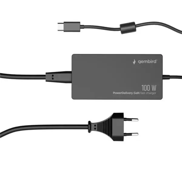 Gembird 100 W PowerDelivery GaN USB Type-C fast charger, black