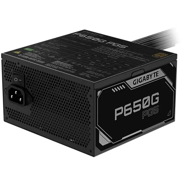 GIGABYTE P650G PG5, Power Supply 650W, 80 PLUS Gold, ATX 3.1, PCIe Gen 5.1 ready