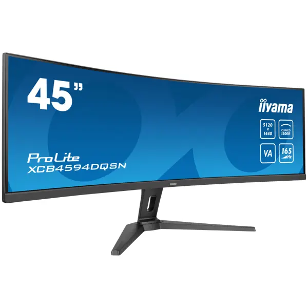 IIYAMA Monitor LED XCB4594DQSN-B1 45’’ Dual QHD VA panel with KVM switch, USB-C 90W dock and RJ45 5120 x 1440 @165Hz 32:9 450 cd/m² 3000:1 0.8ms height, tilt HDMI DP USB-C RJ45 Hub