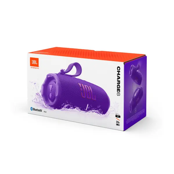 JBL Charge 6 prijenosni zvučnik BT5.4, vodootporan IP68 do 28h slušanja, AI Sound Boost, 45W, Auracast, ljubičasti
