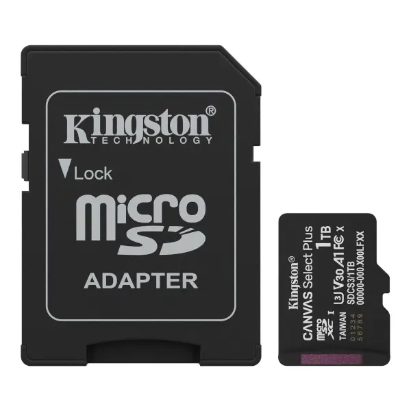 Kingston microSD, Canvas Select Plus, R150, 1TB