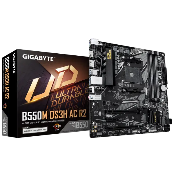 GIGABYTE Mainboard B550M DS3H AC R2 - Micro ATX - Socket AM4 - AMD B550